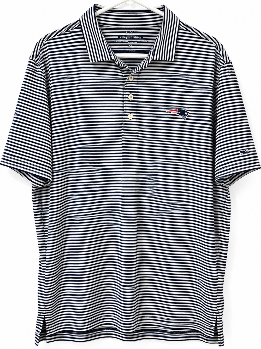 Vineyard Vines New England Patriots Polo Mens XL Navy White Stripe NFL